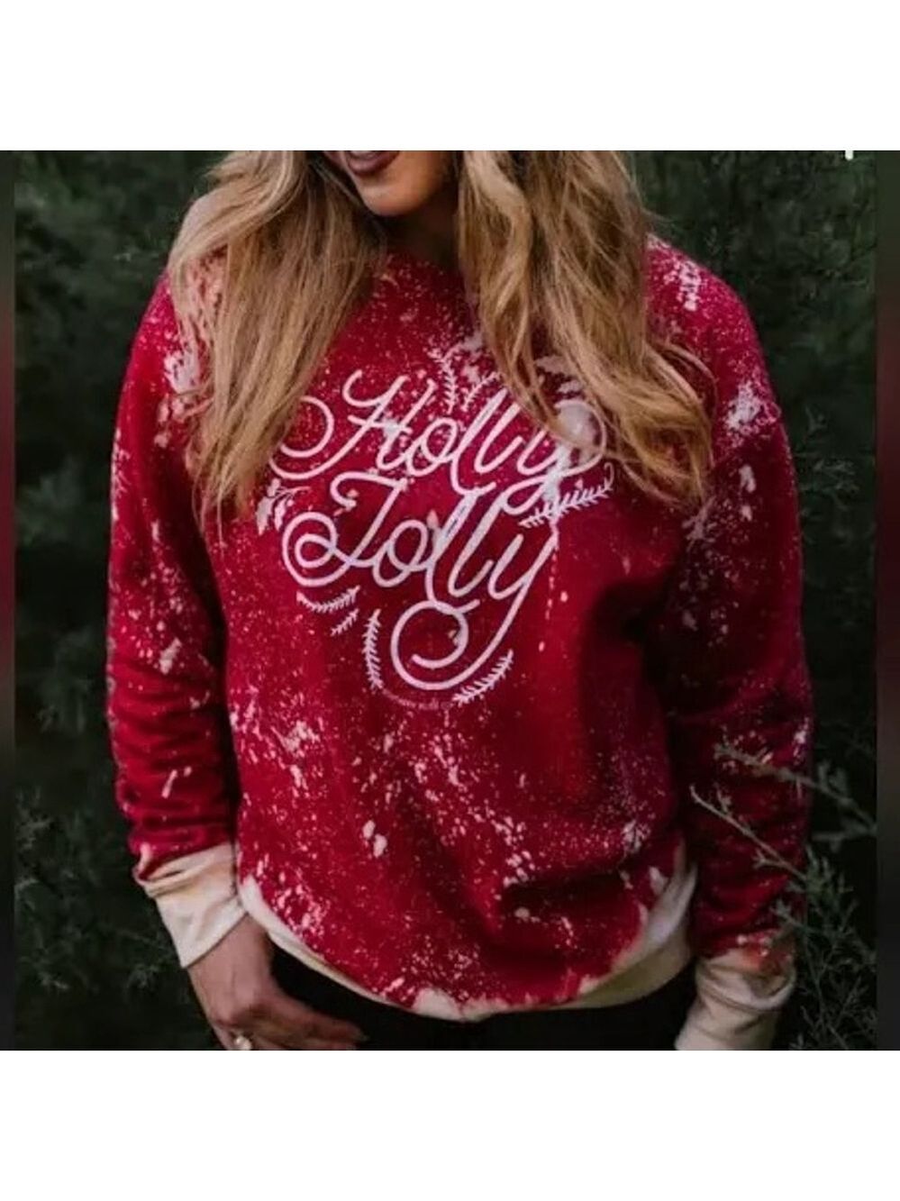 Southern Bliss Company Red Bleached Holly Jolly Sweatshirt XL
